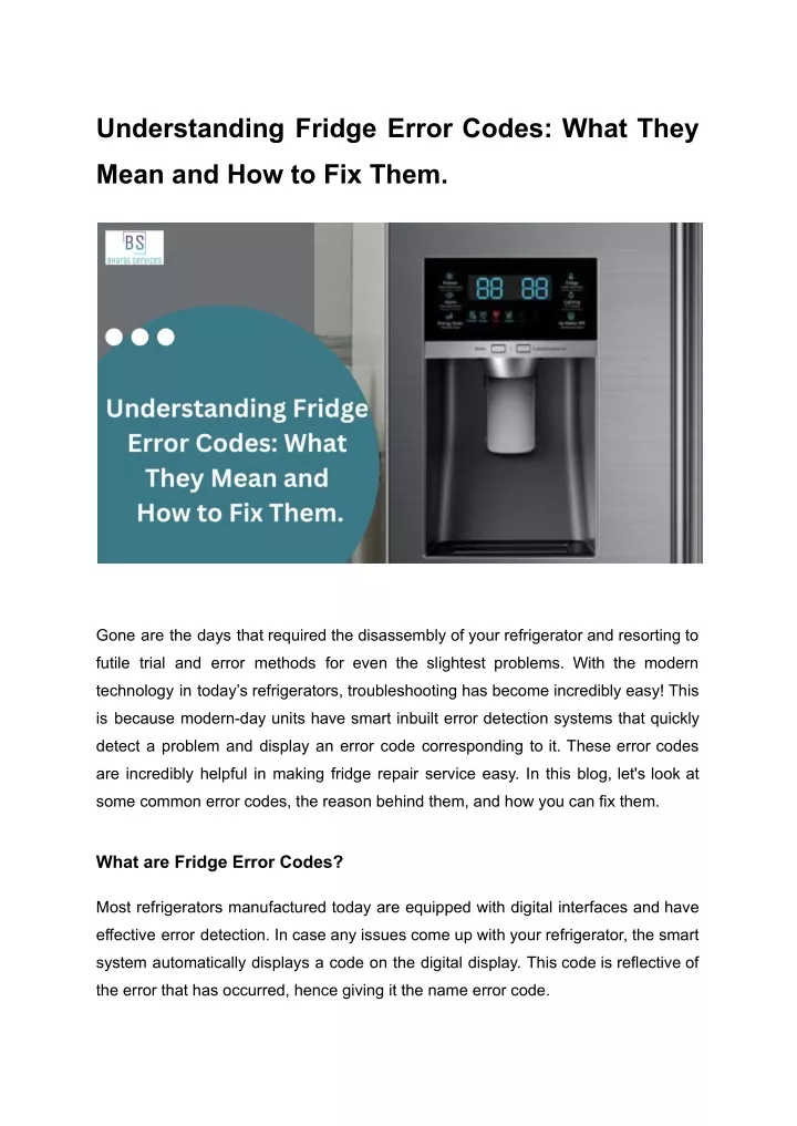 understanding fridge error codes what they