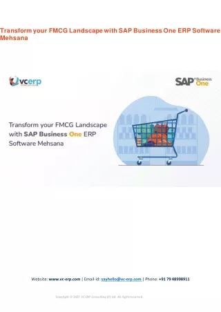 Transform your FMCG Landscape with SAP Business One ERP Software Mehsana