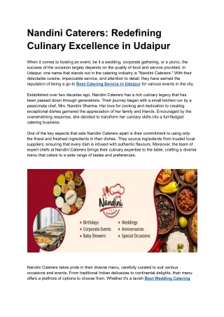 nandini caterers redefining culinary excellence