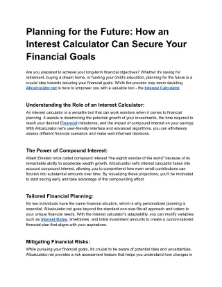 Planning for the Future_ How an Interest Calculator Can Secure Your Financial Goals