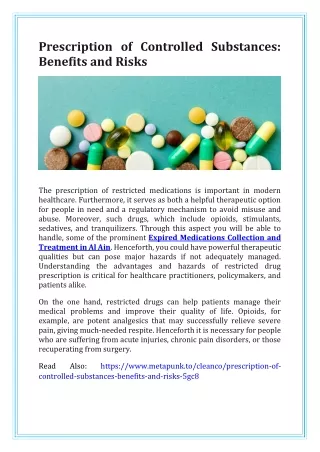 Prescription of Controlled Substances Benefits and Risks