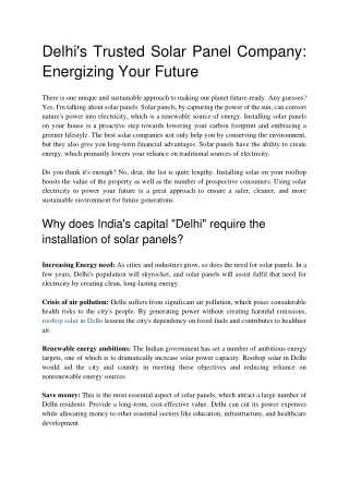 Delhi's Trusted Solar Panel Company_ Energizing Your Future
