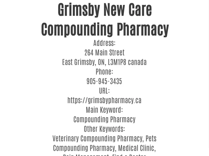 grimsby new care compounding pharmacy address