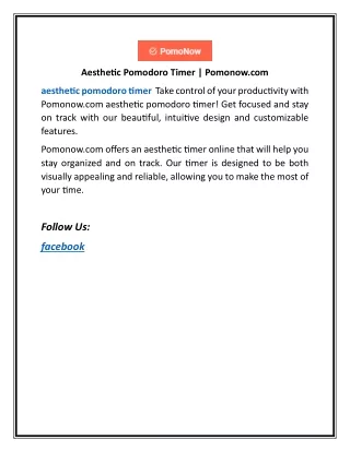 Aesthetic Timer Online | Pomonow.com
