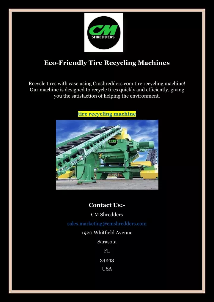 eco friendly tire recycling machines