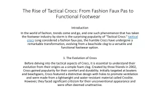 The Rise of Tactical Crocs