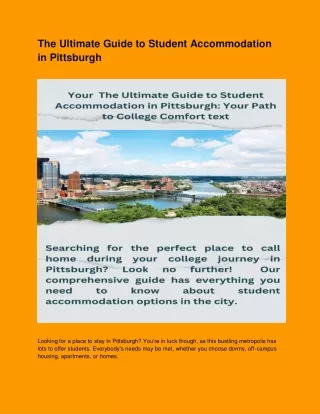 The Ultimate Guide to Student Accommodation in Pittsburgh