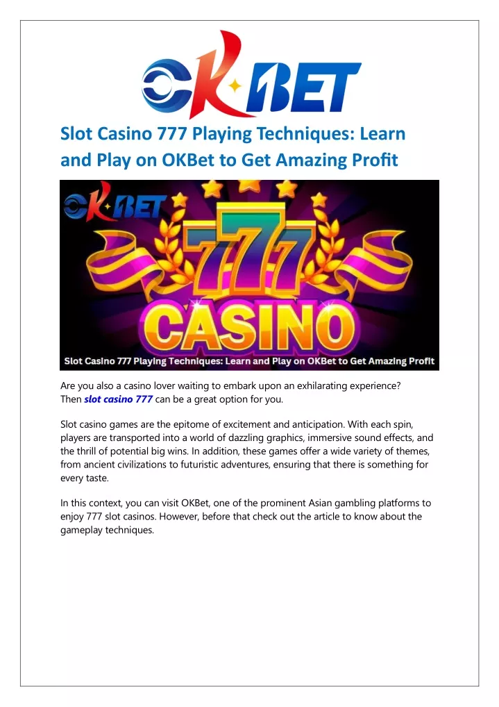 slot casino 777 playing techniques learn and play