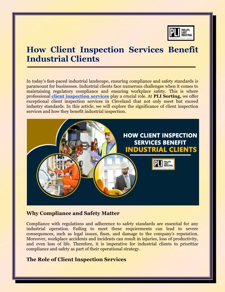 how client inspection services benefit industrial