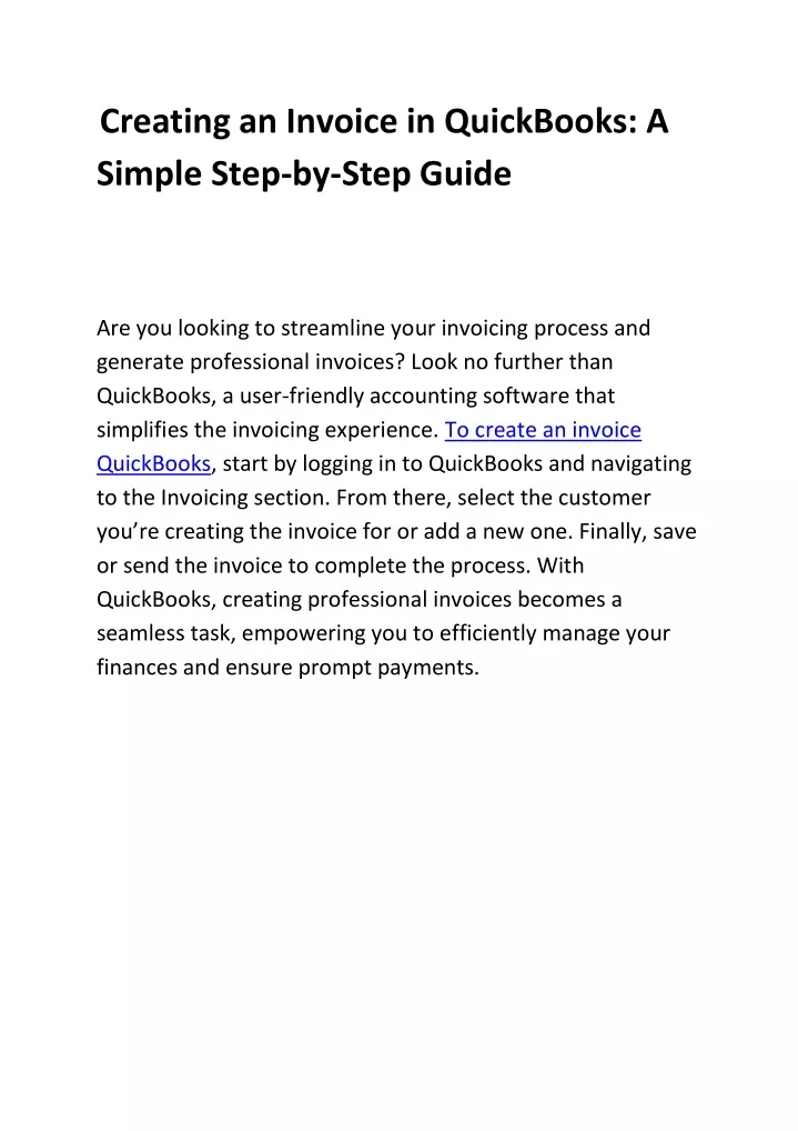 creating an invoice in quickbooks a simple step