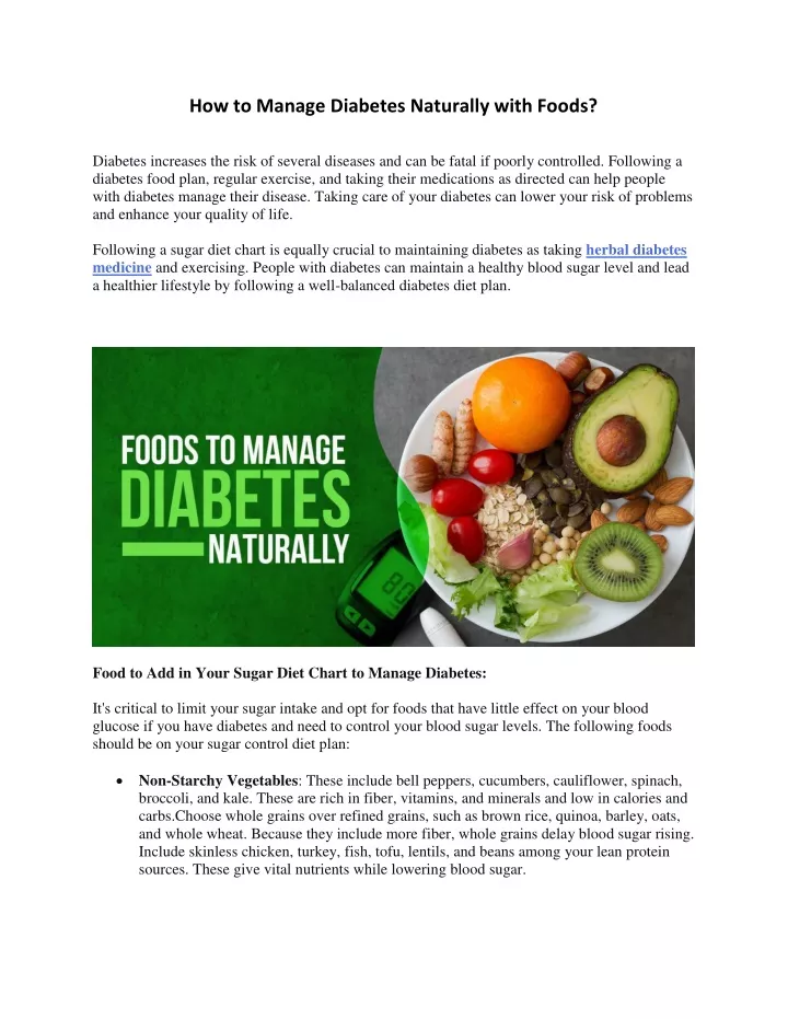 how to manage diabetes naturally with foods