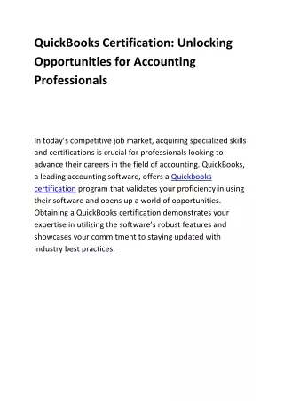 quickbooks certification unlocking opportunities