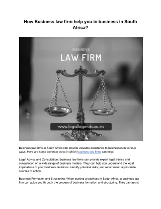 How Business law firm help you in business in South Africa_