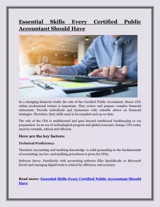 Essential Skills Every Certified Public Accountant Should Have