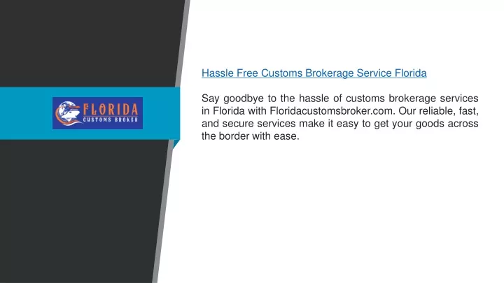 hassle free customs brokerage service florida