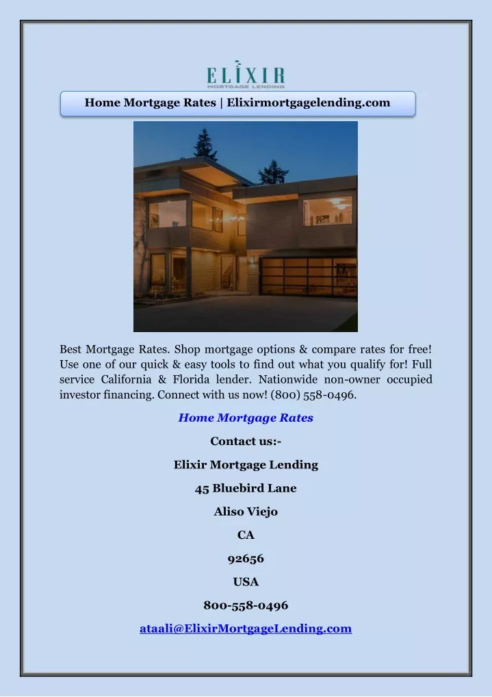 home mortgage rates elixirmortgagelending com