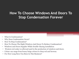 How To Choose Windows And Doors To Stop Condensation Forever