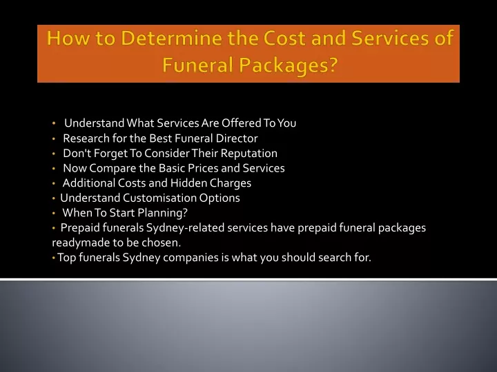 how to determine the cost and services of funeral packages