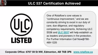 ULC 537 Certification Achieved
