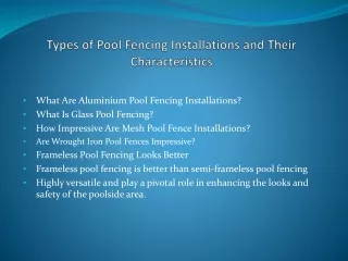 Types of Pool Fencing Installations and Their Characteristics