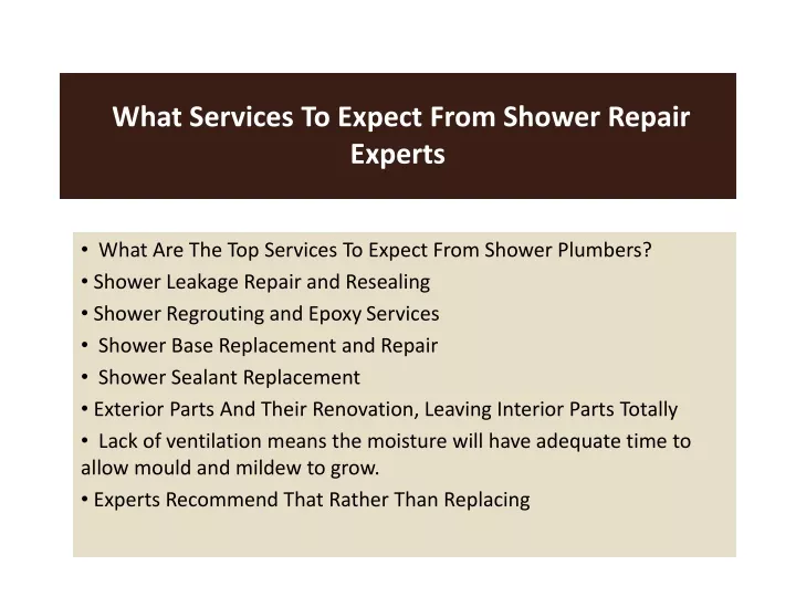 what services to expect from shower repair experts