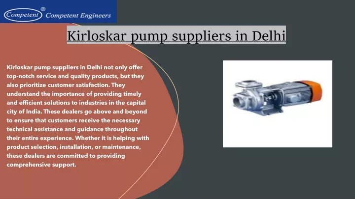 kirloskar pump suppliers in delhi