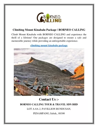 Climbing Mount Kinabalu Package BORNEO CALLING