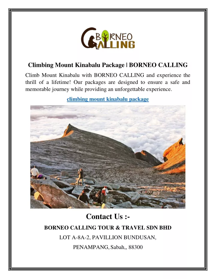 climbing mount kinabalu package borneo calling