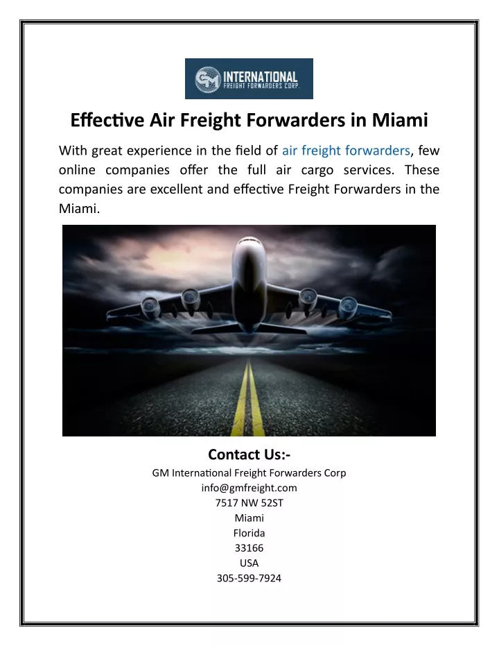 effective air freight forwarders in miami