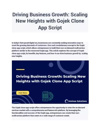 Driving Business Growth_ Scaling New Heights with Gojek Clone App Script
