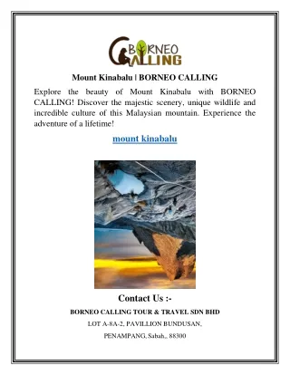 Mount Kinabalu BORNEO CALLING
