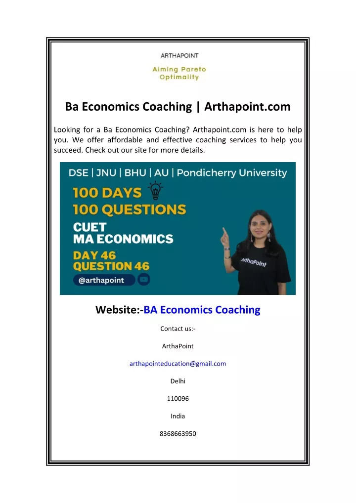 ba economics coaching arthapoint com