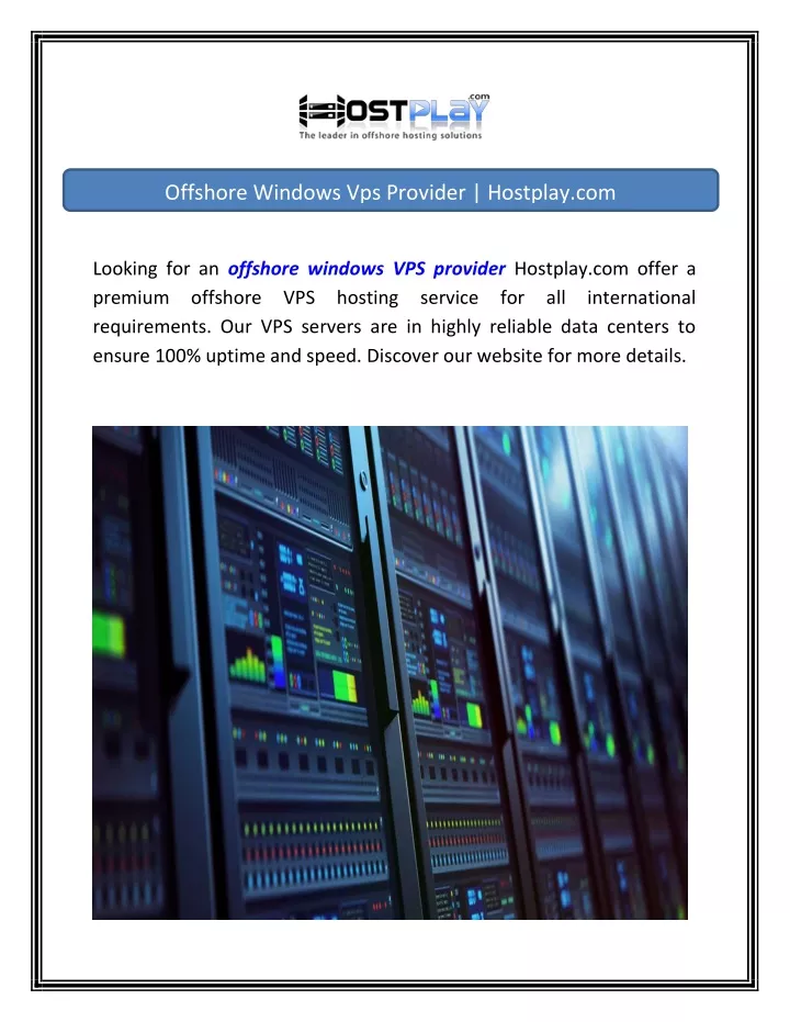 offshore windows vps provider hostplay com