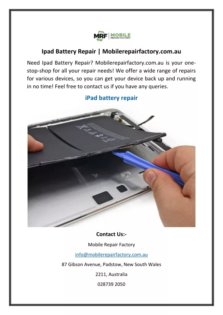 ipad battery repair mobilerepairfactory com au