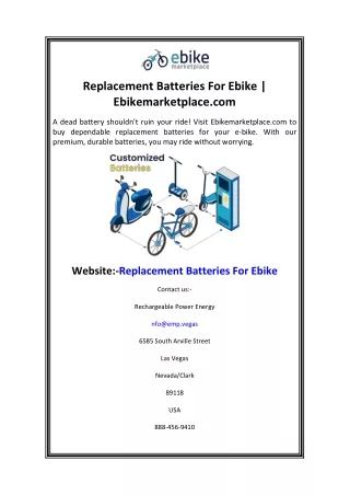 Replacement Batteries For Ebike Ebikemarketplace.com