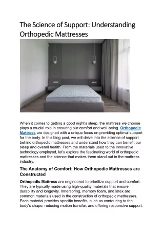 The Science of Support Understanding Orthopedic Mattresses