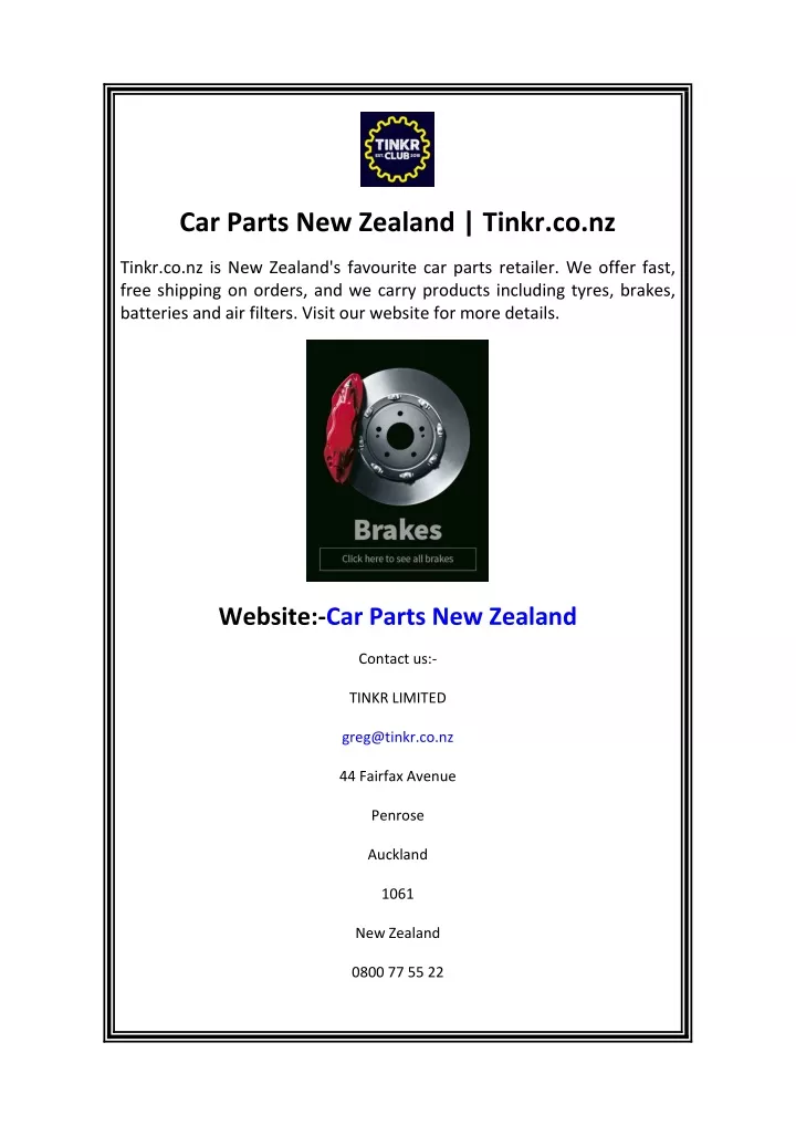 car parts new zealand tinkr co nz