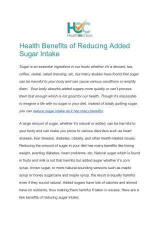 Health Benefits of Reducing Added Sugar Intake