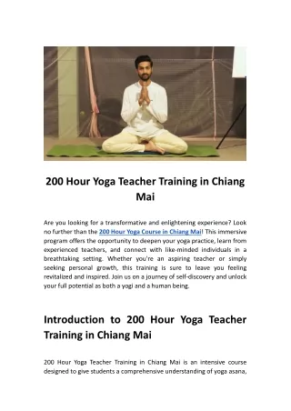 304. 200 Hour Yoga Teacher Training in Chiang Mai