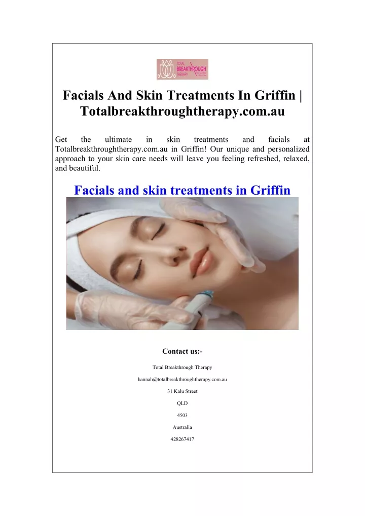 facials and skin treatments in griffin