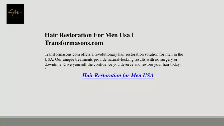 hair restoration for men usa transformasons