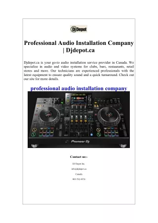 Professional Audio Installation Company  Djdepot.ca