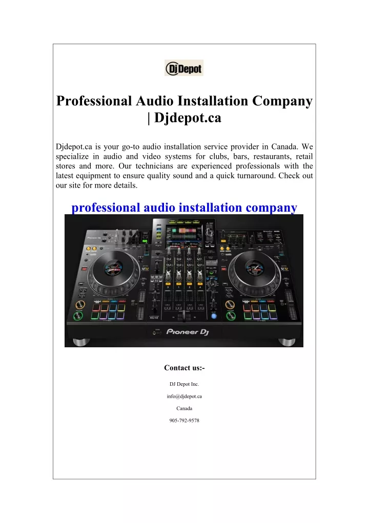 professional audio installation company djdepot ca