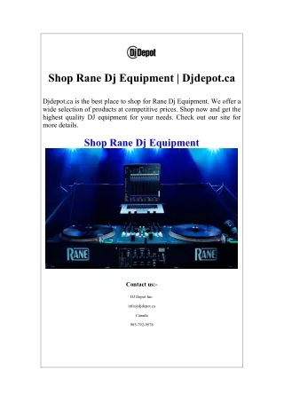 Shop Rane Dj Equipment Djdepot.ca