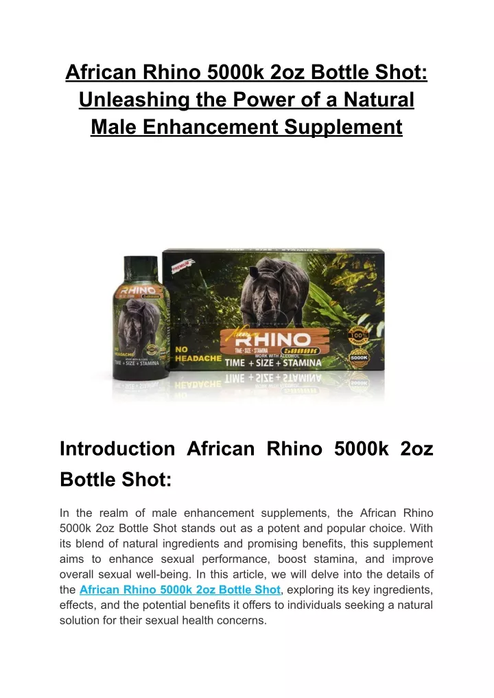 african rhino 5000k 2oz bottle shot unleashing