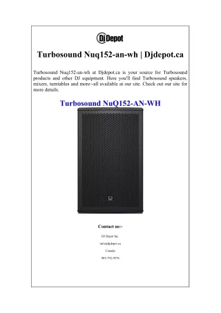 Turbosound Nuq152-an-wh  Djdepot.ca