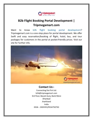 B2b Flight Booking Portal Development Tripmegamart.........
