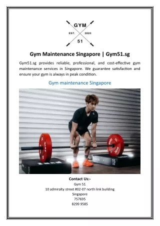 Gym Maintenance Singapore Gym51.sg