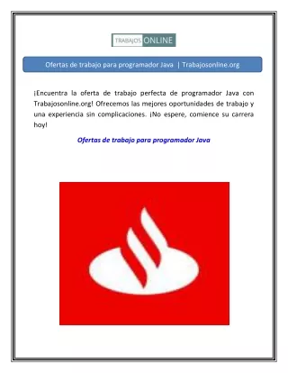 Ofertas de trabajo para programador Java  Trabajosonline.org