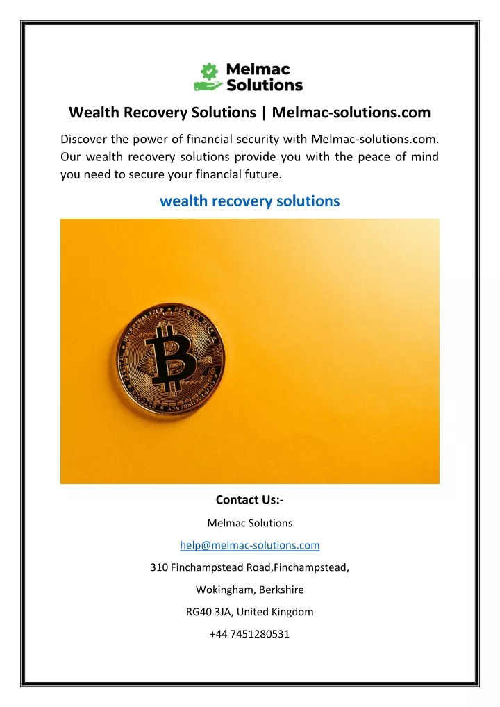 wealth recovery solutions melmac solutions com
